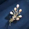 Brooches Japan And South Korea Fashion Freshwater Pearl Brooch Creative Versatile Zircon Coat Breast Flower Clothing Pin Accessories