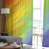 Curtain Gradient Color Painting Sheer Curtains for Living Room Printed Tulle Window Curtain Luxury Home Balcony Decor Drapes