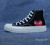 Sapatos de caminhada homens lente tocam cdg preto 1970s All Cool Star High Top Top Unissex Women Skateboards Sapatos Sapato Feminino Zapatos de Mujer