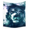 Tapissries Lion Teal Printed Tapestry Wall Hanging Coverlet Bedding Sheet Through Bed Stead vardagsrum Tapelstempo