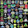 50pcs ملصقات سيارة Lot Care Alien Ufo Trolley Case Skatboard Notebook Stickers PVC PVC القابلة للإزالة للسيارة الدراجات النارية BI279S