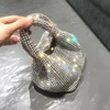 Kvällspåsar HANDLA S ANVÄNGNINGSKOPPNING PAGAR OCH HANDBAG Luxur Designer Hobo Shoulder Bag Shiny Crystal Clutch Purse Bucket Bag 230815