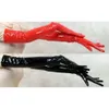 Luvas de cinco dedos Luvas brilhantes e úmidas Longo LATEX sexy para mulheres BDSM Sexo extoic Night Club gótico Fetish use roupas M XL preto vermelho 230816