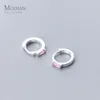 Hoop Ohrringe Modian Pink Crystal unregelmäßiger Ohrring für Frauen Mode 925 Sterling Silber Luxus Fine Juwely Party Geschenk
