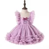 Flickans klänningar barnkläder flicka baby sommarklänning klänning prinsessan fluffig gaze tårta klänning första födelsedagspresent r230816