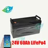 Impermeável 24V LIFEPO4 Battery Pack 24V 60AH Bluetooth BMS para inversor de iate de campista EV Solar RV EV com carregador
