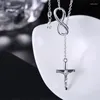 Kedjor Classic Fashion Cross Chain hängen halsband för kvinnor 925 Sterling Silver Necklace Party Födelsedagsmycken
