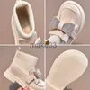 Boots New Arrival Kids Girls Short Ankle Boots Autumn Children Shoes Bowtie Fashion Booties 29y Black White 88802 J230816