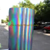 Hoogwaardige 3 lagen regenboog chroom zilveren holografische vinyl wrap sticker bubbel voor autotrapping film309m