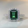 PANSYSEN Luxe Top Kwaliteit Emerald Ringen voor Vrouwen Bruiloft Verloving Cocktail Ring 100% 925 Sterling Zilveren Fijne Sieraden Gift J1208