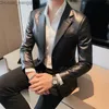 Men's Down Down Parkas Autumn e Winter Men's Leather Jacket Fashion Ultrathin Color Solid Lapeel Leather Casual's Business Casual PU Jacket Z230816