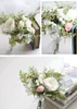 Bruiloft bloemen sesthfar roze zijden roos kunstmatige boho eucalyptus bruids bouquet de fleurs artificielles bloemengirl boeketten