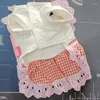 Hundekleidung karierte Erdbeer kleine Kleidung Sommer Baumwolle Spitzenmädchen Prinzessin Haustier Katze Maid Rock Kleider rot blaues Outfit Chihuahua Yorkie