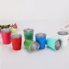 Gobelet pour enfants de 9 oz en acier inoxydable pour enfants, tasse à boire isolée sous vide pour enfants, mini tasses à lait avec couvercle et paille Kvqge