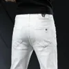 Homens estriados jeans magros moda casual slim fit jeans calças brancas rura de roupas masculinas para chinos Men's1835