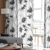 Kurtyna Bamboo Gradient Tekstura Czarne zasłony do salonu Drukowane okno Tiul Curtain Luksusowy domek Balkon Drape R230816