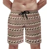 Mäns shorts Brown Horse Stripes Board Summer Galloping Animal Print Casual Beach Running Surf Quick Tork Custom Trunks