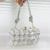 Kvällspåsar Chaliwini Diamond Clear Acrylic Box Evening Clutch Bags Women Boutique Woven Knutt Rope Purses Handbags Wedding 230815