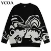 Camisola de suéter de masculino Men Skull Oversize Mangas compridas tops góticos y2k streetwear pullovers de inverno malha vintage jumper moda harajuku roupas j230806