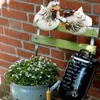 Decorative Objects Figurines Chicken Sitting On Fence Funny Decor Garden Statues For Fences Or Any Flat Surface Rooster Wall Art Yard Sculpt 1pc 230815