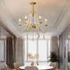 Chandeliers Retro Copper Color Luxury Crystal Chandelier Light American Country Style Living Dining Room Bedroom Suspension Lighting Fixture