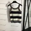 Fashion Stripe T Shirt Summer Sleeveless Tees Womens Designer Tops Ladies Sling Knit Shirts Luxury Slim Tops Clothing