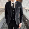 Erkek Suit S-5XL Büyük Boyut 2023 (Takım Yelek Pantolon) Üç Parçalı İnce Şerit İngiliz Moda ve Boş Zaman İş Damat Gelinlik