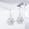 Orecchini a pennaglie di alta qualità Aquamarine Drop Flowers 925 Sterling Silve Oreger for Women Trendy Dichiarazione Trendy Gioielli yoga ipoallergenico