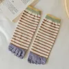 Frauen Socken kämmte Baumwolldiamantstreifen Jacquard Schweißabsorbing Fünf-Toe-Split-Großhandel