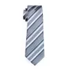 Tie Set for Men Gray Stripe Hankerchief Cufflinks Jacquard Woven Mens Tie Set Business Work Formal Wedding N-0589232x