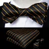 Hi-Tie Tie Tie Set Luxury Black Gold Silk Self Self Tie для мужчин Drop LH-00932964