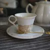 Muggar Creative Ceramic Coffee Cup Golden Porslin Tea Cups Set High Quality 230815