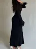 Podstawowe sukienki swobodne Elegancka sukienka z piórami Kobiet moda czarna sukienka bodygonowa wiosna seksowna sukienka Lady Casual Slim Even Every Sukienka 230815
