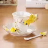 Mokken Noolim 3D Goldfish Coffee Cup Set Email Porselein thee Milk Bot China Cups Creative Ceramic European Drinkware 230815