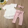 Ensembles de vêtements bébé nouveau-né bébé fille vêtements ensemble à manches courtes haut blanc t-shirt pantalon pantalon tenue été bébé fille vêtements