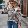 Womens Jackets Vintage Jacket Women Splicing Loose Denim Print Aztec Retro Ethnic Style Long Sleeved Shirt Streetwear Female Goth Coat 230815