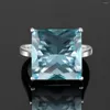 Cluster Rings Vintage Aquamarine Ring Silver 925 Big Gemstone For Woman Designer Fine Jewelry Party Mother's Day Gift