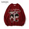 Heren Sweaters Angel Women Black Lived Paren Harajuku Brei Brearwear Men Otenized Japanese anime cartoon gebreide unisex trui tops 230815