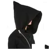 Herrtröjor tröjor trollkarl hatt sned blixtlås punk rock hiphop streetwear gotisk stil diagonal zip upp svart kappa hoodie ja dhjou
