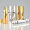 Botella de spray de vidrio de 5 ml Atomizador vacío Gold y plata de perfume 5G Perfume Botella de Atomizador esencial Hgnti