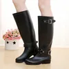 Regenlaarzen rubberen laarzen voor vrouwen waterdicht werk mode terug zipper ronde teen high rain laarzen vrouw water schoenen botas de caza espanolas 230815