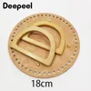 Bag Parts Accessories 1Set Deepeel Wooden Handles with Leather Bag Bottom Handmade Material Woven-bag Handbags Knit Bags DIY Sewing Accessories 230815