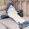 Blankets Cartoon Shark Wearable Blanket Pajamas Playsuit Kids Parents Hooded Warm Flannel Blankets Autumn Funny Homewear For Party 230816