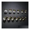Stud 6 Pairs Round Zircon Diamond Earrings Stainless Steel Minimalist Simple Stone 3-8Mm Cz For Women Men Unisex Drop Delivery Jewelr Dhwvd