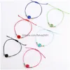 Identification Fashion Druzy Resin Stone Bracelet Make A Wish Card Wax Rope Braided Bracelets Womens Korean Jewelry Gift Drop Deliver Dhjod