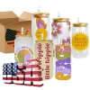 USA/CA 16oz Sublimation Glass blank con canotta di birra glassata in bambù Borosilicato Borosilicato Tumbler Mason Mason con paglia di plastica 50pcs/cartone