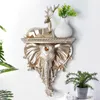 Dekorativa föremål Figurer Creative Elephant Head Wall Decorations Luxury tredimensionella vägg hängande dekorationer Hyllpartition Hemtillbehör 230815