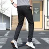 Men's Pants Stretch Casual Men Classic Slim Fit Straight Trousers Lightweight Streetwear Joggers Solid Black Clothing