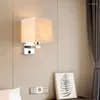 Wandlampen ontwerper houten ijzer led slaapkamer bedkamer bed lamp gangpad verlichting achtergrond achtergrond sconce decor nachtlicht linnen lampenkap