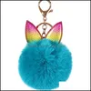 Keychains Lanyards Fashion 13 Styles New Pom Keychain Hairball Cute Animal Ear Keyrings Car Key Ring Women Handbag Pendant Decor 201 DHHSI